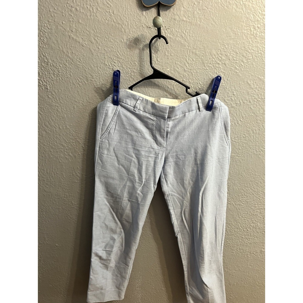 J. Crew Pants Womens Size 6‎ Skimmer Oxford Cropped Leg Blue Style A1201